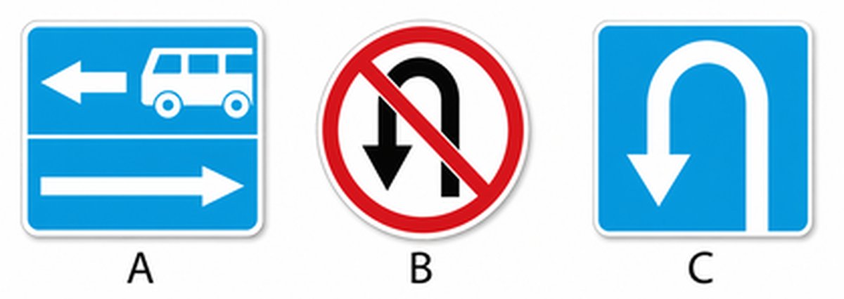 Illustration for the question: Which of the signs prohibits making a left turn?