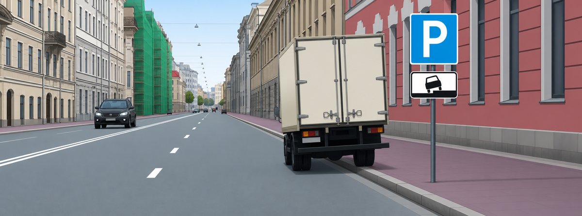 Illustration for the question: Has the truck driver violated the parking rules?