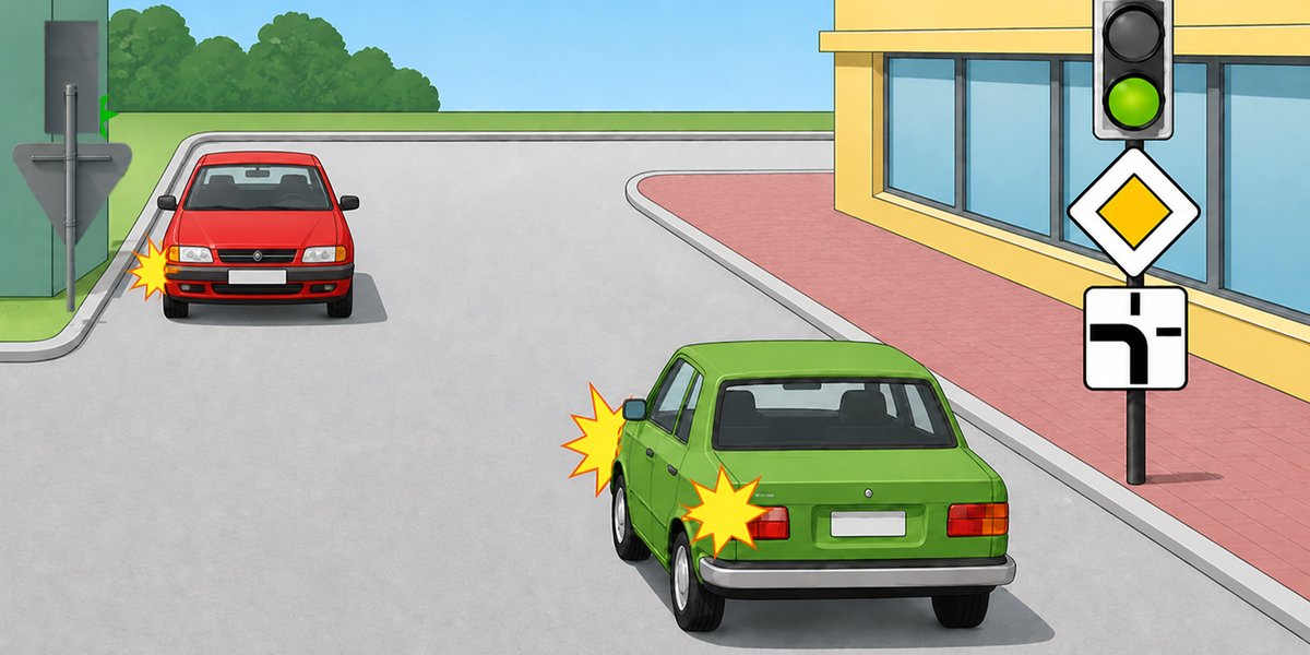 Иллюстрация к вопросу: Красный автомобиль проедет перекрёсток: