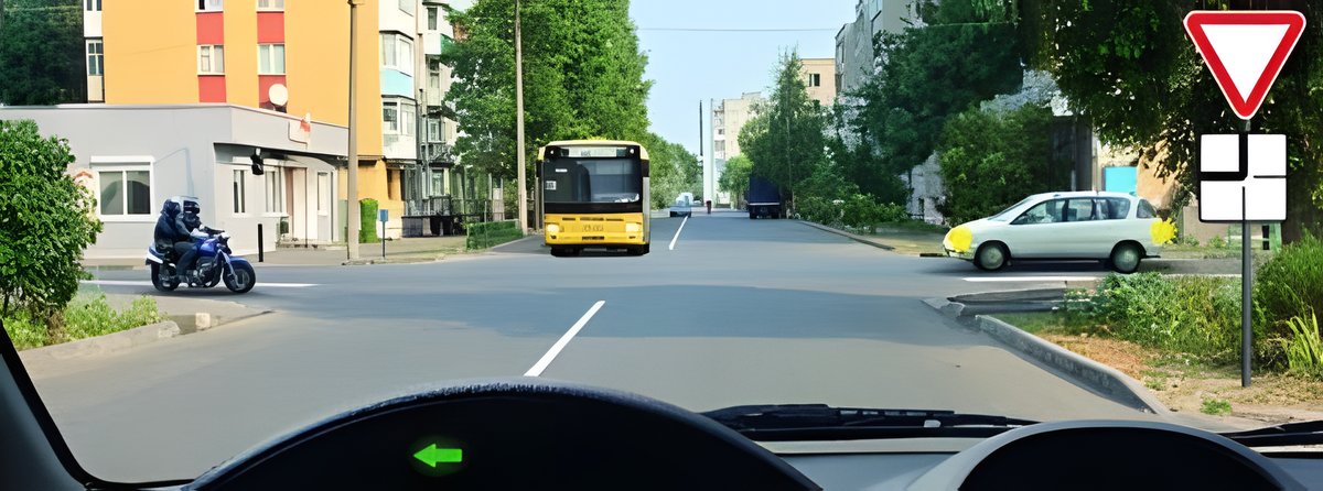 Illustration for the question: When making a left turn, you must yield to: