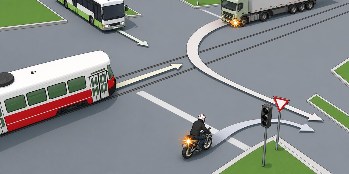 Illustration for the question: The vehicles will proceed through the intersection in the following order: